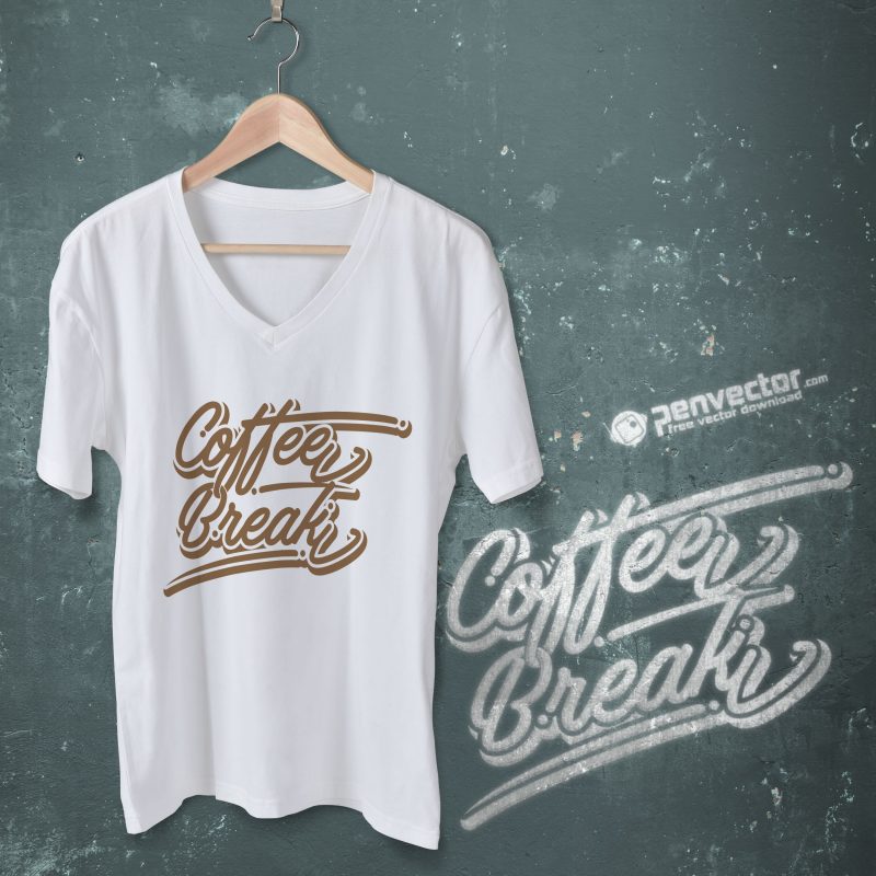 Coffee-break-t-shirt-design-mockup-free-vector