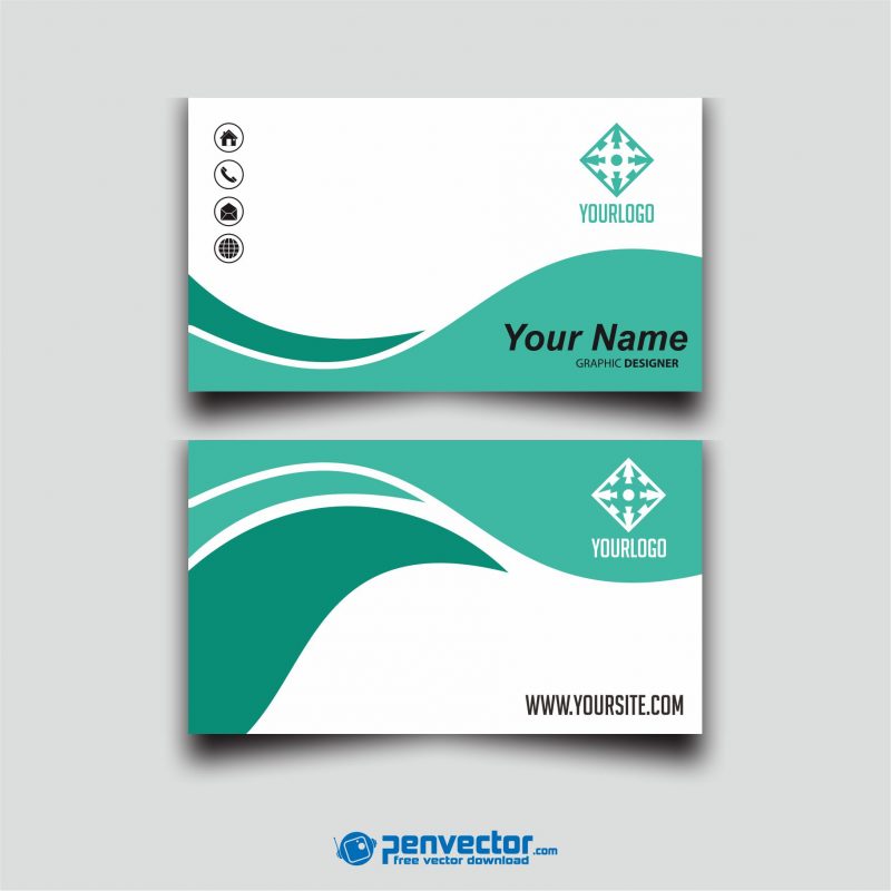 Green-tosca-wave-business-card-free-vector