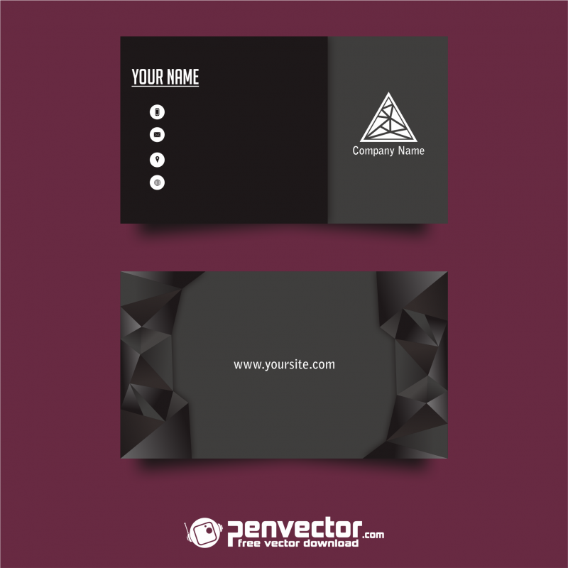 Lowpoly-black-business-card-free-vector